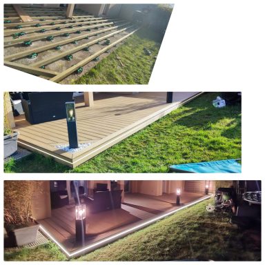 super chantier, à refaire sans hésiter terrasse composite sur plots , sur dalle à 2 niveaux